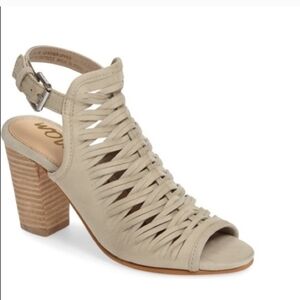 Sam Edelman Holly Beige Woven Leather Block Heel Sandals Size 8 Gladiator